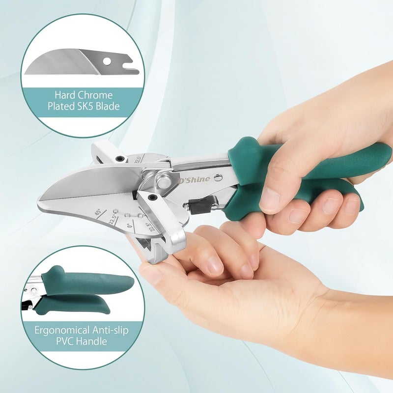 OSHINE O’Shine 22.5 Degree Miter Shears For Angular Cutting Molding Wood Crafting, Quarter Round Cutting Tool Shoe Molding Cutters, Multi Angle Miter Shear Cutter Trim Cutter Hand Tool, w/ 1pc Extra Blade - Image 3